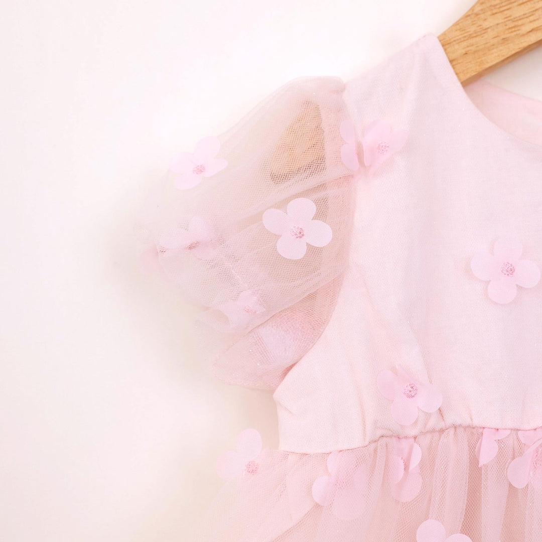 שמלה חגיגית עם שכבת טול ופרחים