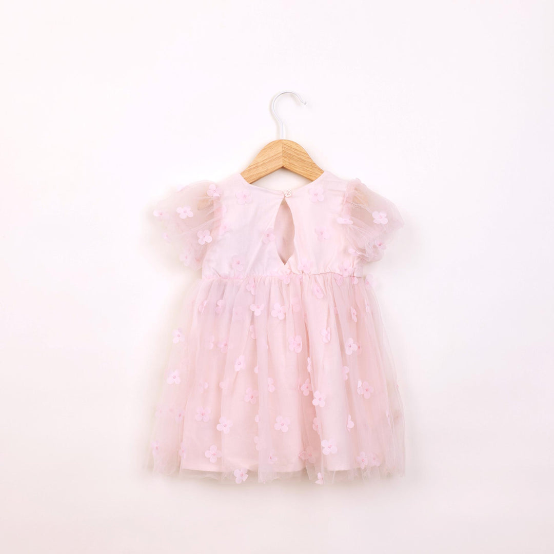 שמלה חגיגית עם שכבת טול ופרחים