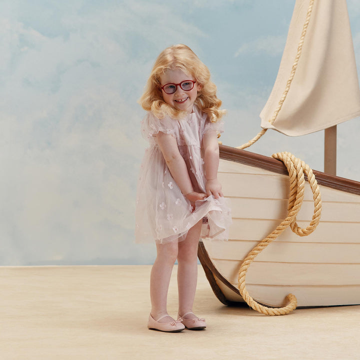 שמלה חגיגית עם שכבת טול ופרחים