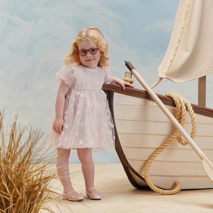 שמלה חגיגית עם שכבת טול ופרחים