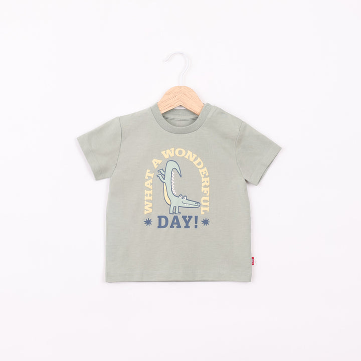 חולצה קצרה בגוון ירוק מרווה What A Wonderful Day