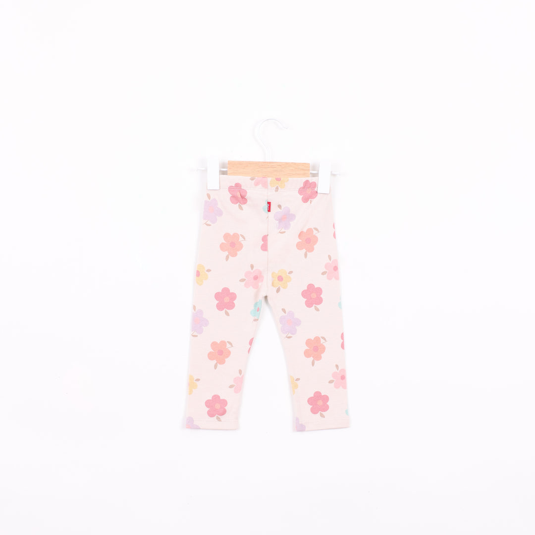 טייץ בגוון אבן בהדפס פרחים