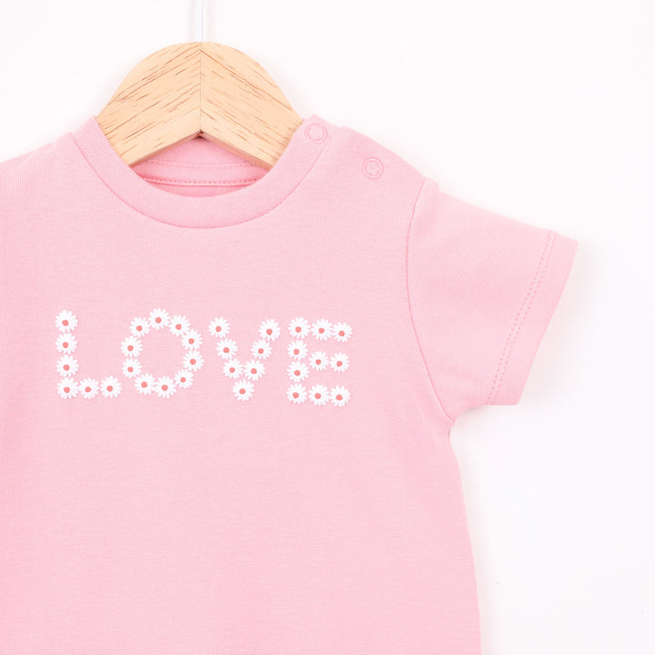 חולצה קצרה בגוון ורוד LOVE