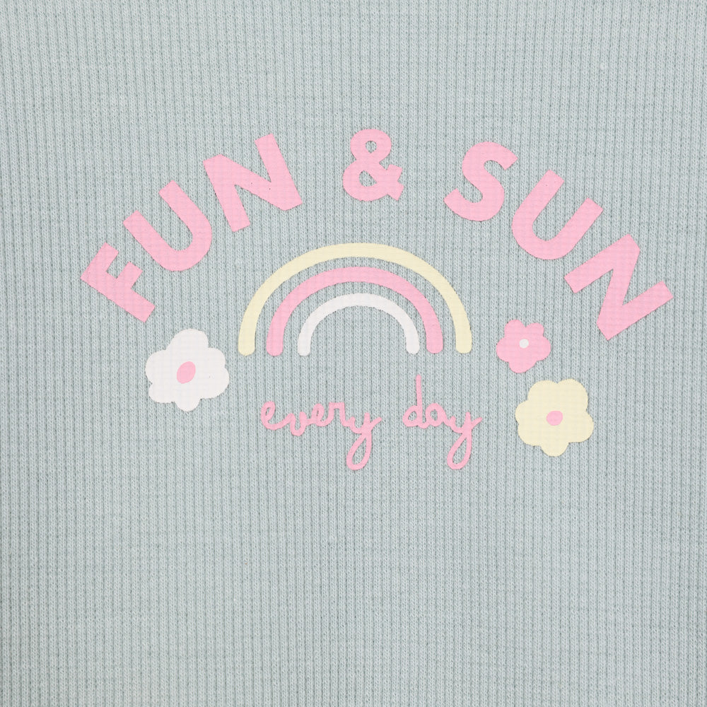 חליפת טייץ וטוניקה בהדפס קשת ופרחים