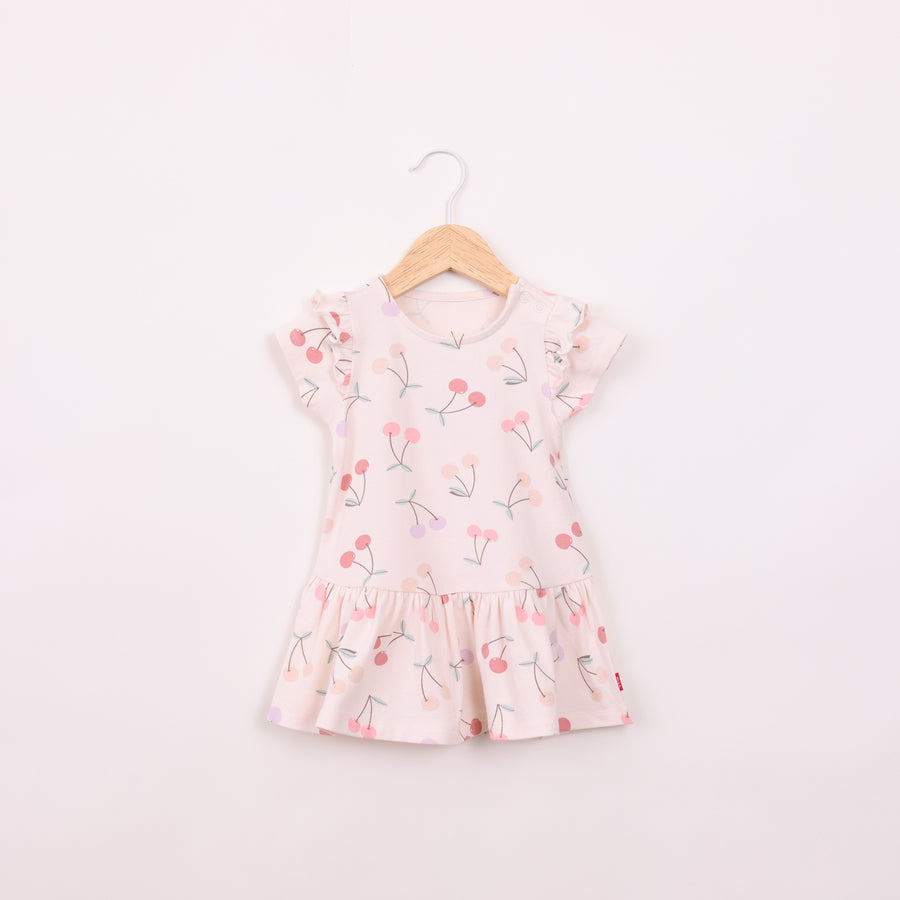 שמלה מודפסת שרוולים קצרים