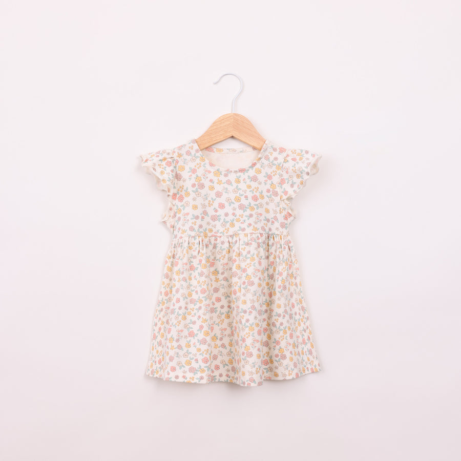 שמלה מודפסת שרוולים קצרים