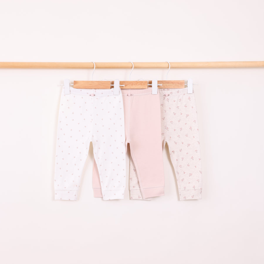 מארז 3 מכנסיים בגווני ורוד ושמנת