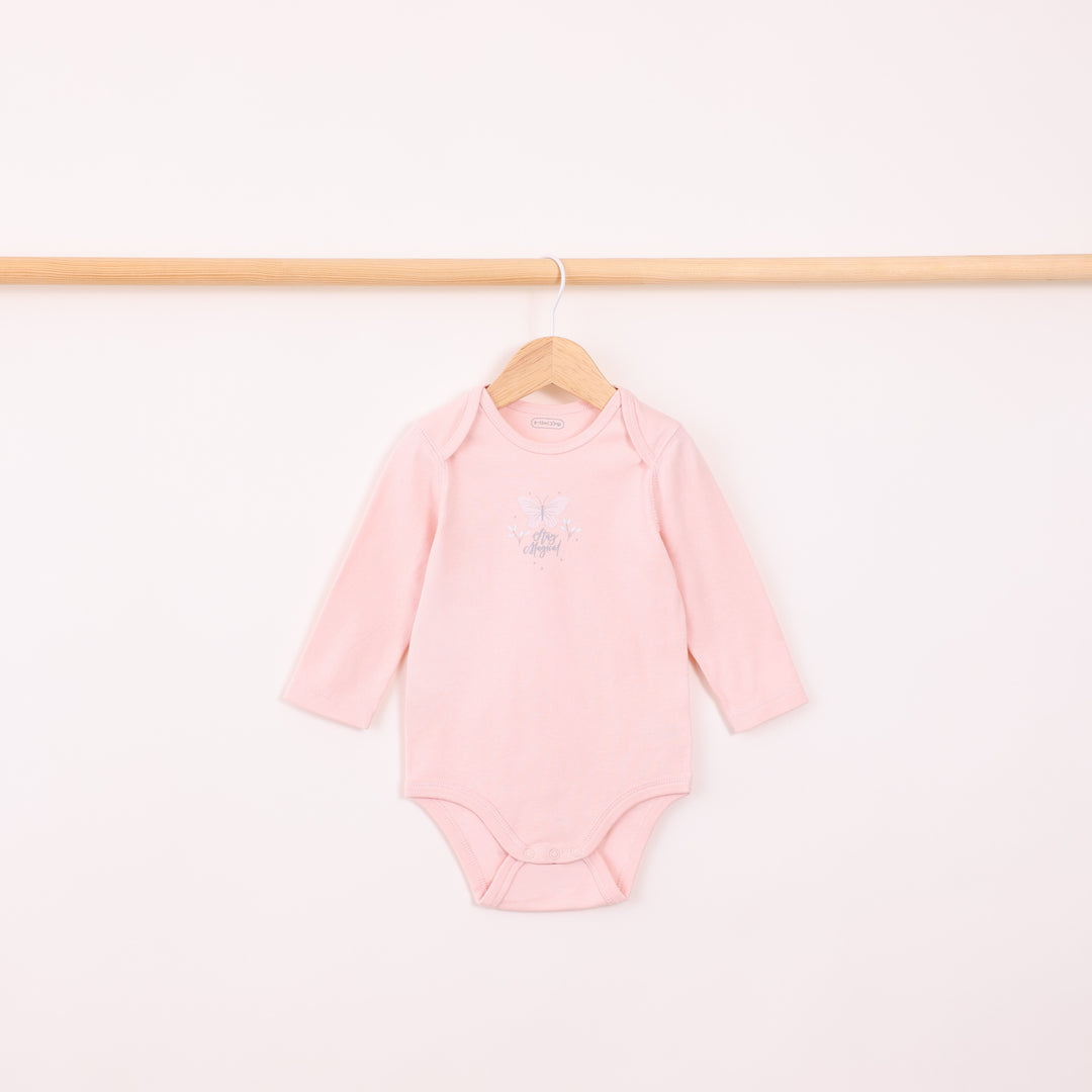 חמישיית בגדי גוף בשמנת וורוד