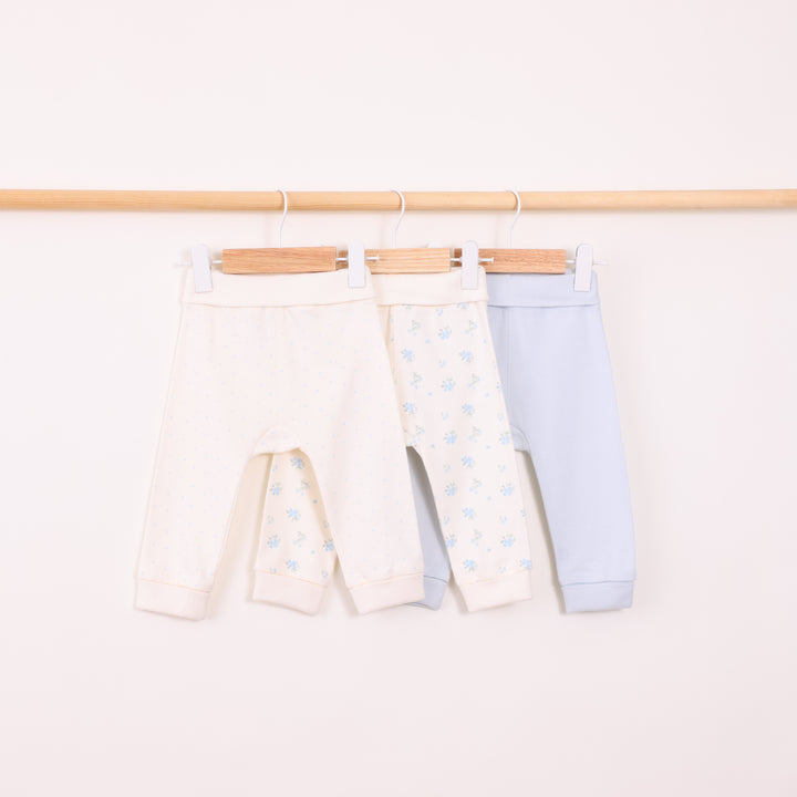 מארז 3 מכנסיים בגווני תכלת ושמנת