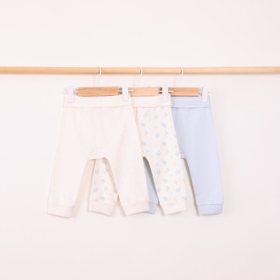 מארז 3 מכנסיים בגווני תכלת ושמנת