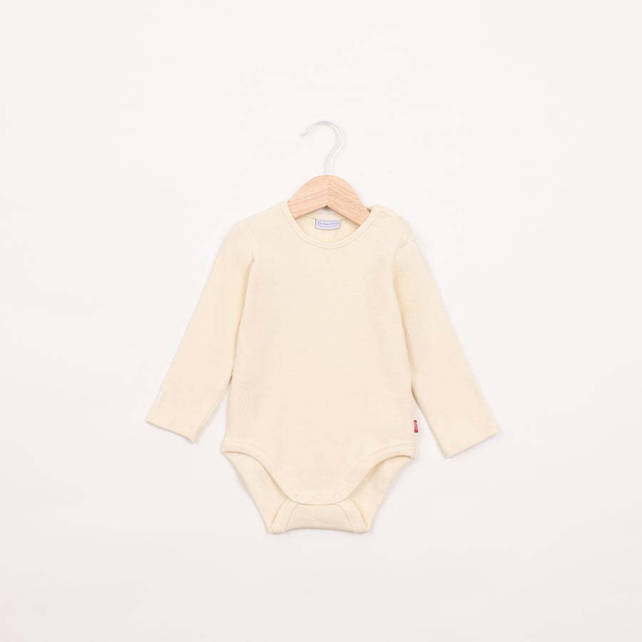 בגד גוף ריב עם שרוול ארוך בגוון צהוב בננה