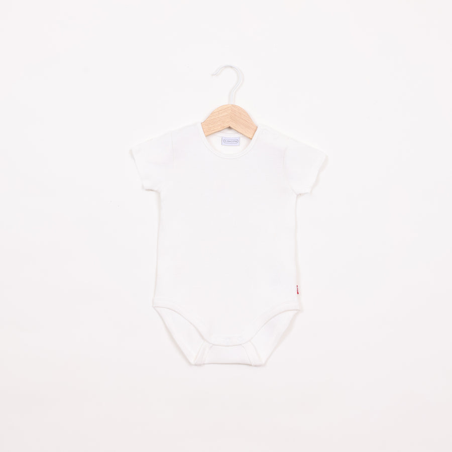 בגד גוף ריב עם שרוול קצר בגוון שמנת