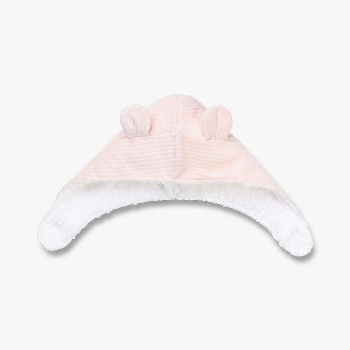 כובע קטיפתי עם כיסוי אוזניים צבע אפרסק