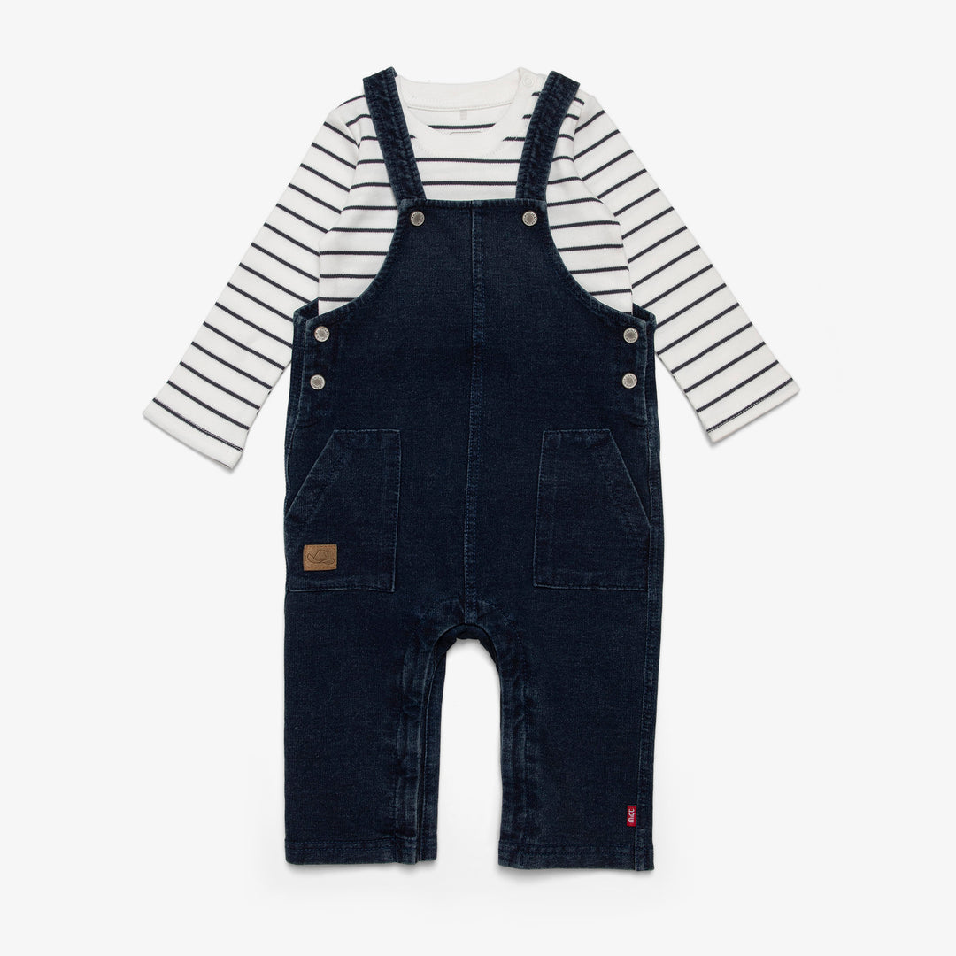 אוברול ג'ינס ובגד גוף פסים