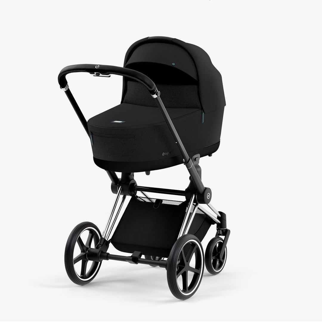 עגלת פריאם 4 שחור עמוק שלד כרום ידית שחורה Cybex Priam