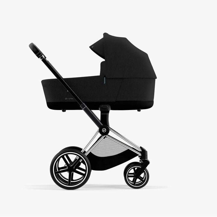 עגלת פריאם 4 שחור עמוק שלד כרום ידית שחורה Cybex Priam