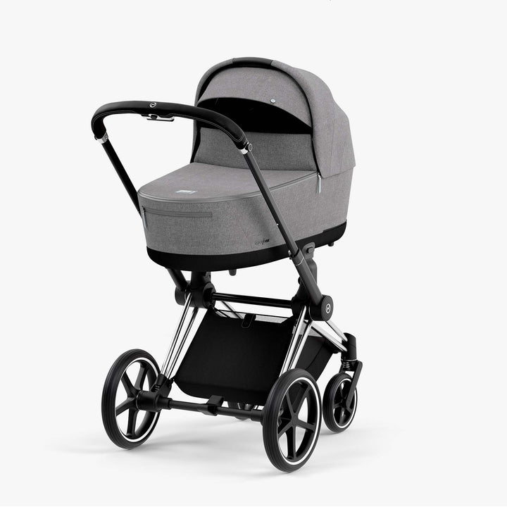 עגלת פריאם 4 אפור מלאנג' שלד כרום ידית שחורה Cybex Priam