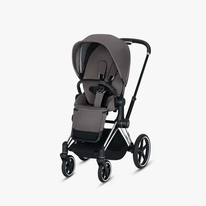 עגלת פריאם 4 אפור מלאנג' שלד כרום ידית שחורה Cybex Priam