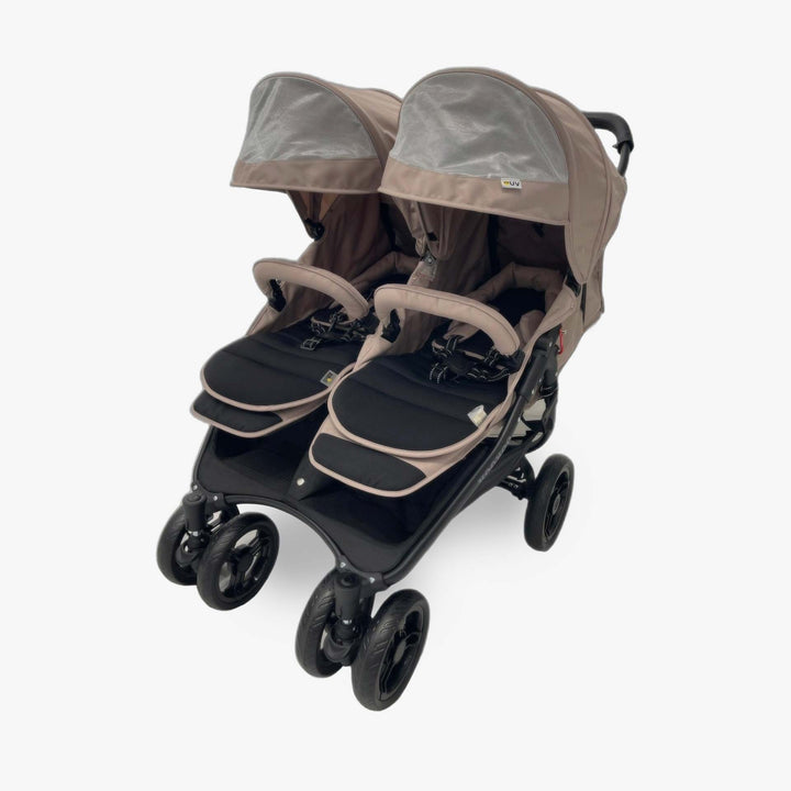 עגלה תאומים קוקו בז' עם שלדה שחורה