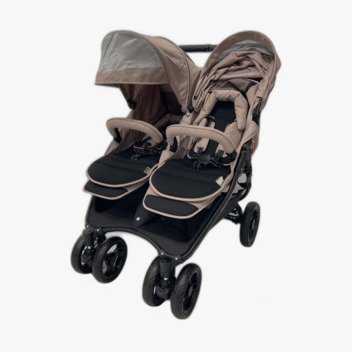 עגלה תאומים קוקו בז' עם שלדה שחורה