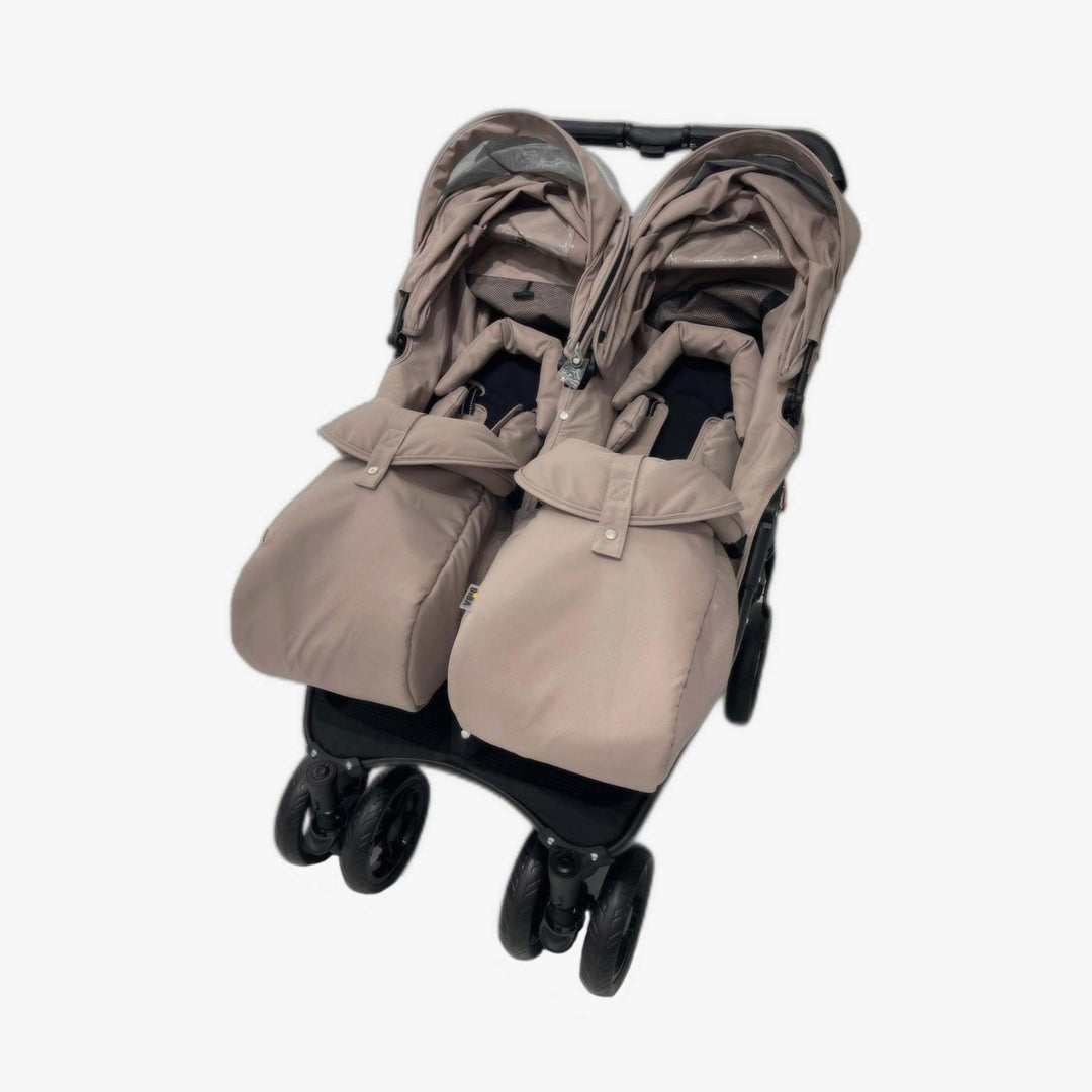 עגלה תאומים קוקו בז' עם שלדה שחורה