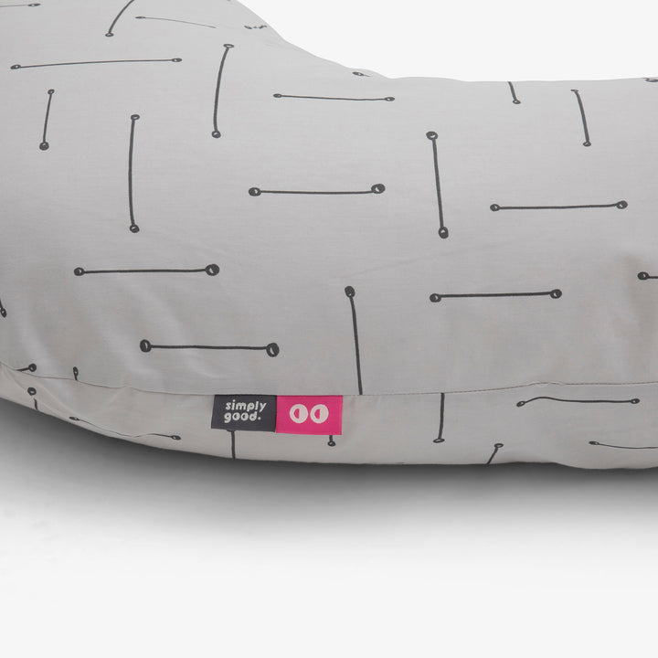 כרית הריון פסים אפור בז'