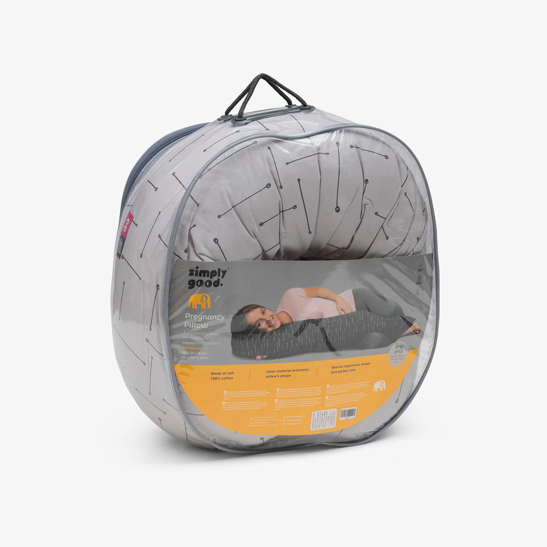 כרית הריון פסים אפור בז'