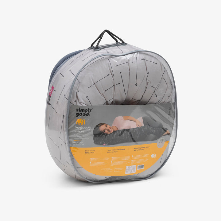 כרית הריון פסים אפור בז'