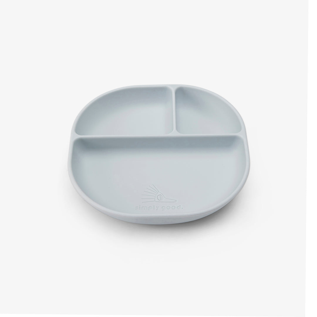 צלחת סיליקון מחולקת תכלת