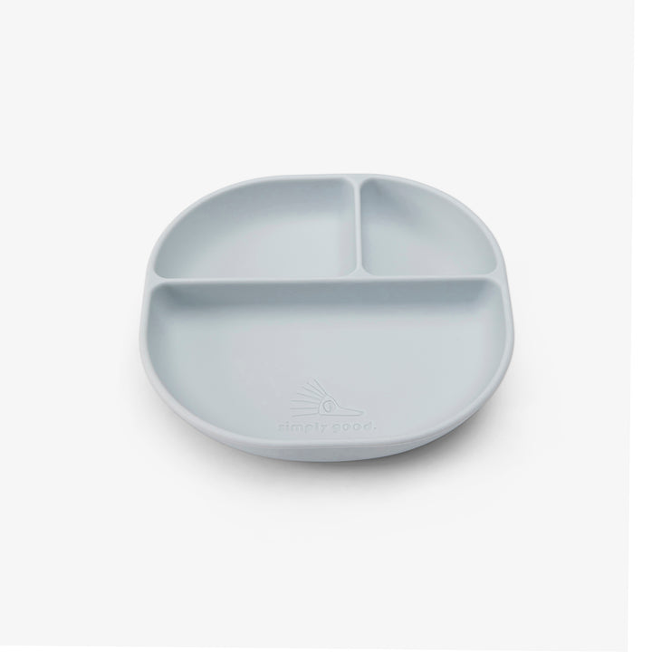 צלחת סיליקון מחולקת תכלת