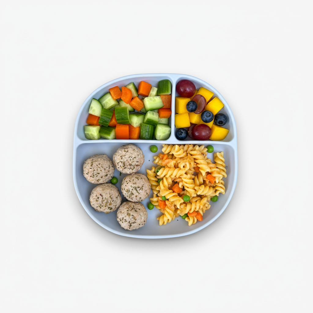 צלחת סיליקון מחולקת תכלת