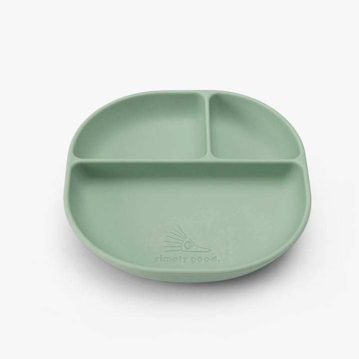 צלחת סיליקון מחולקת ירוק