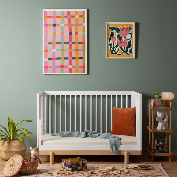 מיטת תינוק דגם רוז לבן + טבעי