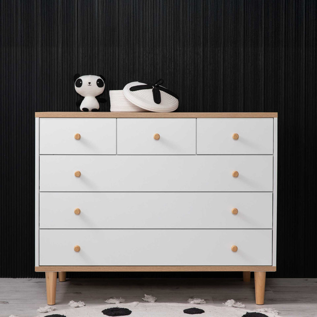 שידה ניקי 1.2 ט.שקטה לבן + טבעי