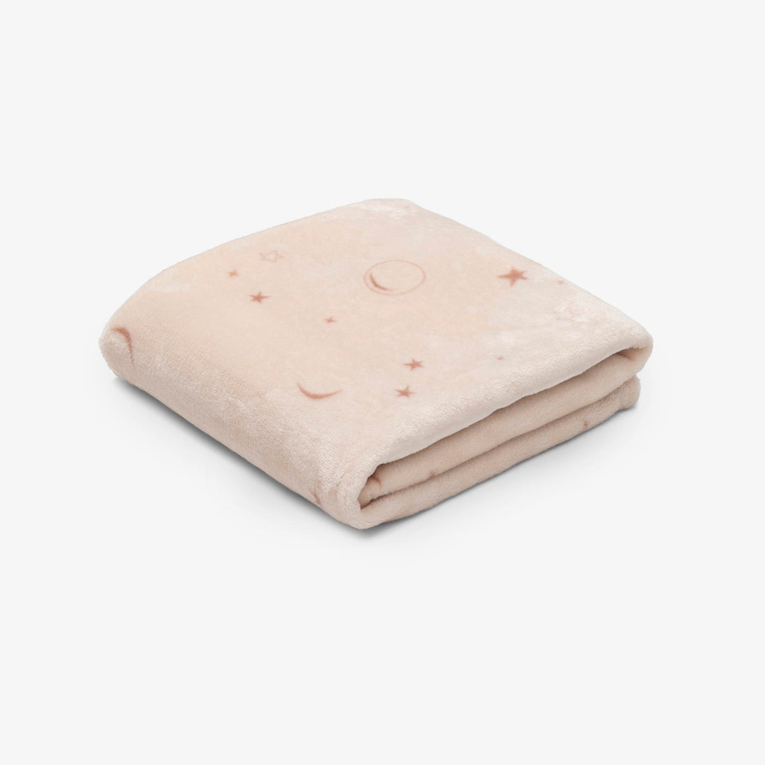 שמיכת קורל פליז לעגלה כוכבים ורוד