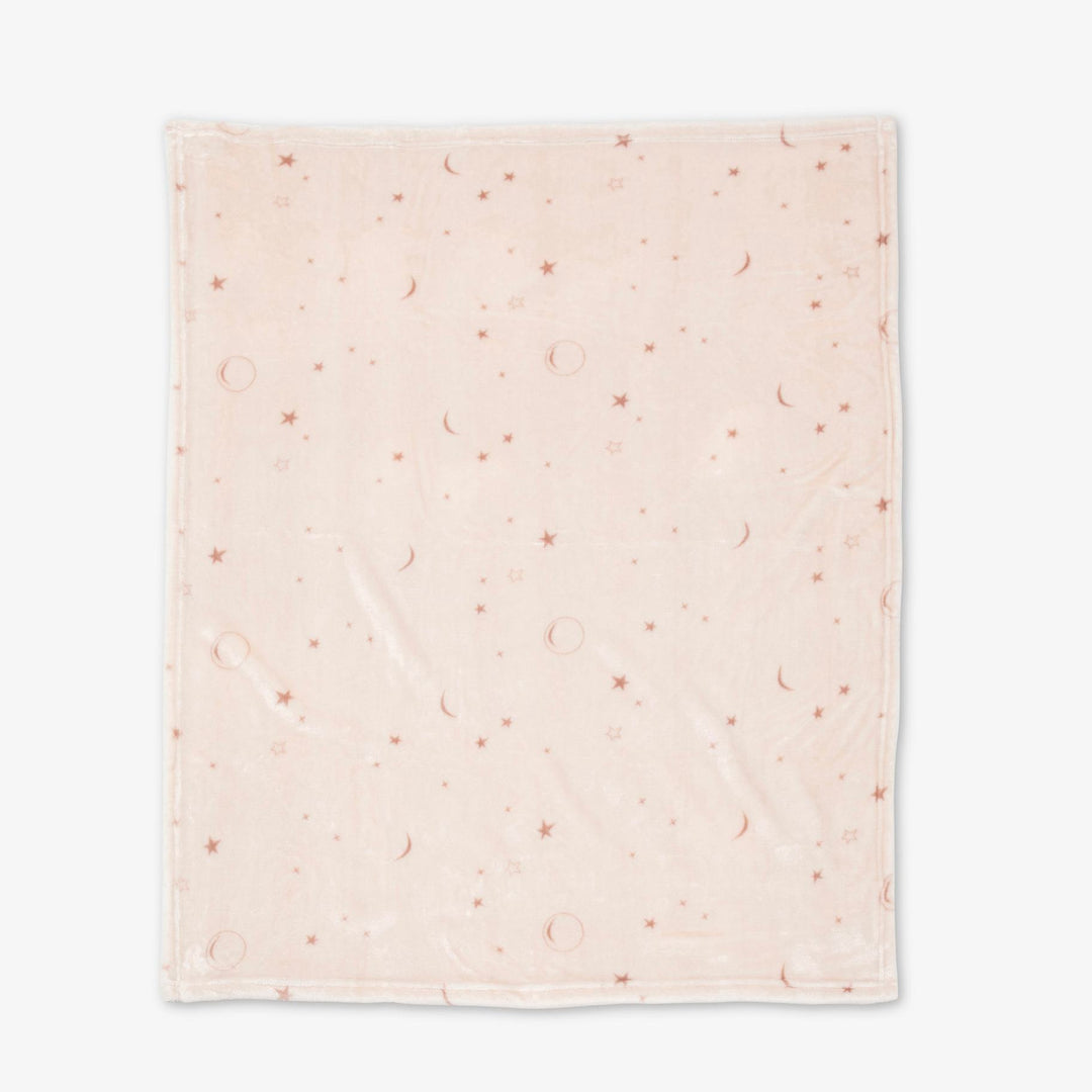 שמיכת קורל פליז לעגלה כוכבים ורוד