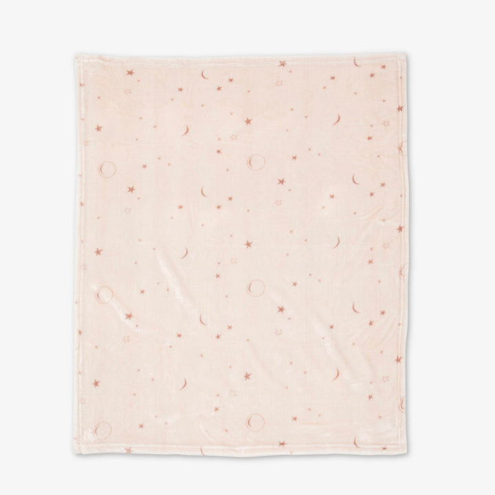 שמיכת קורל פליז לעגלה כוכבים ורוד