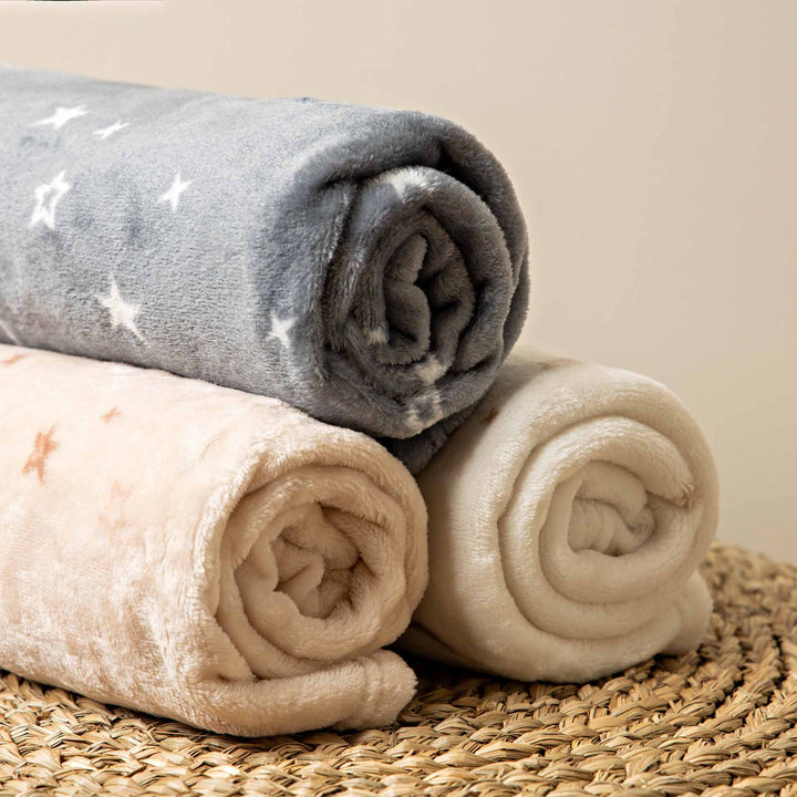 שמיכת קורל פליז לעגלה כוכבים ורוד