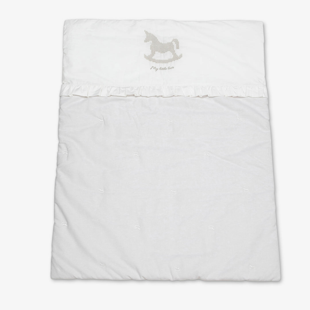 סט מצעים לעריסה עם רקמת סוס נדנדה