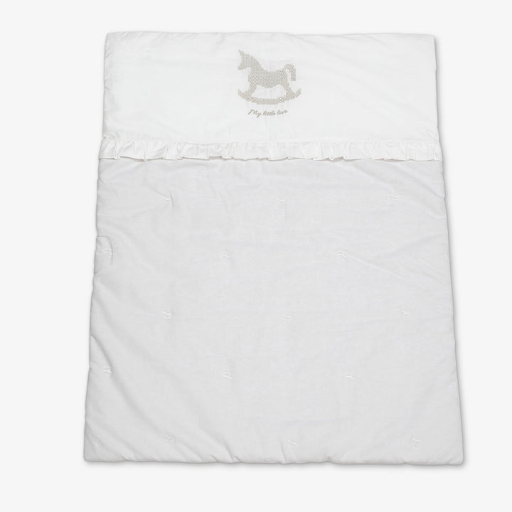 סט מצעים לעריסה עם רקמת סוס נדנדה