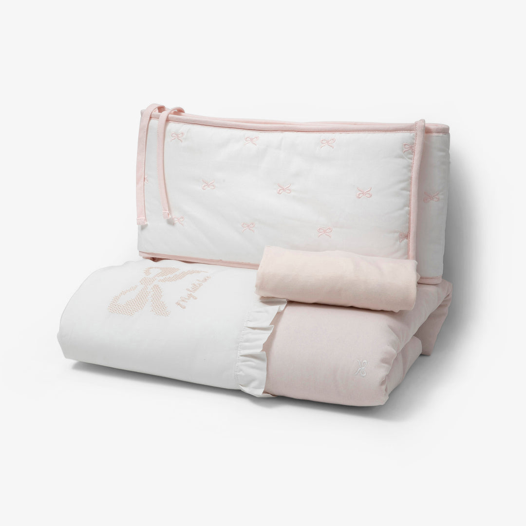 סט מצעים לעריסה עם רקמת פפיון