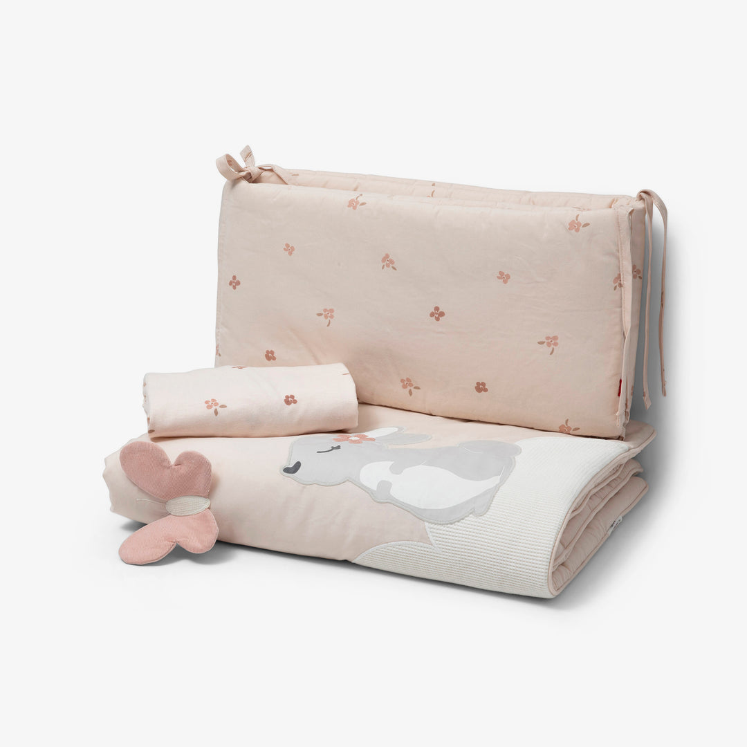 סט מצעים לעריסה חיות ורוד