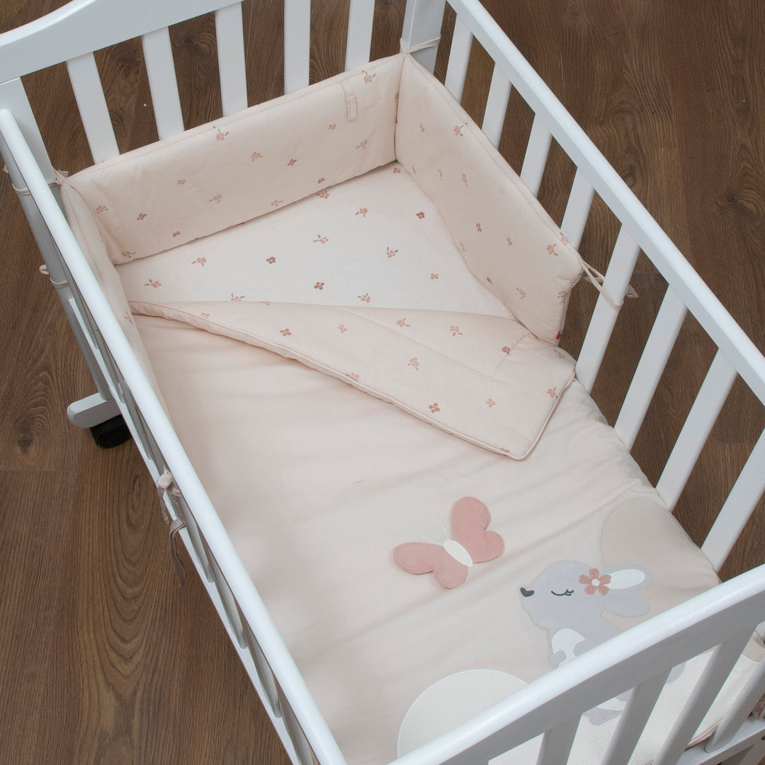 סט מצעים לעריסה חיות ורוד