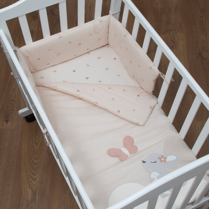 סט מצעים לעריסה חיות ורוד