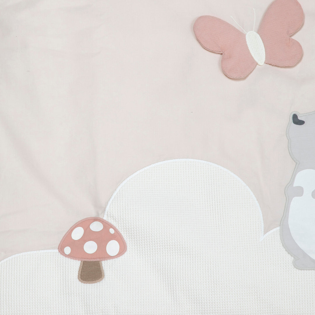 סט מצעים לעריסה חיות ורוד