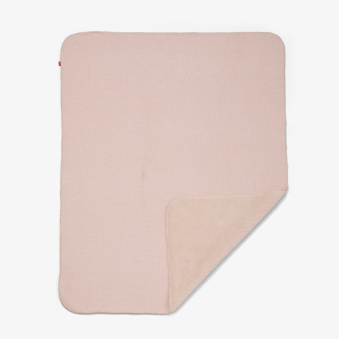 שמיכה סריג ופרווה דו-צדדית לעגלה ורוד