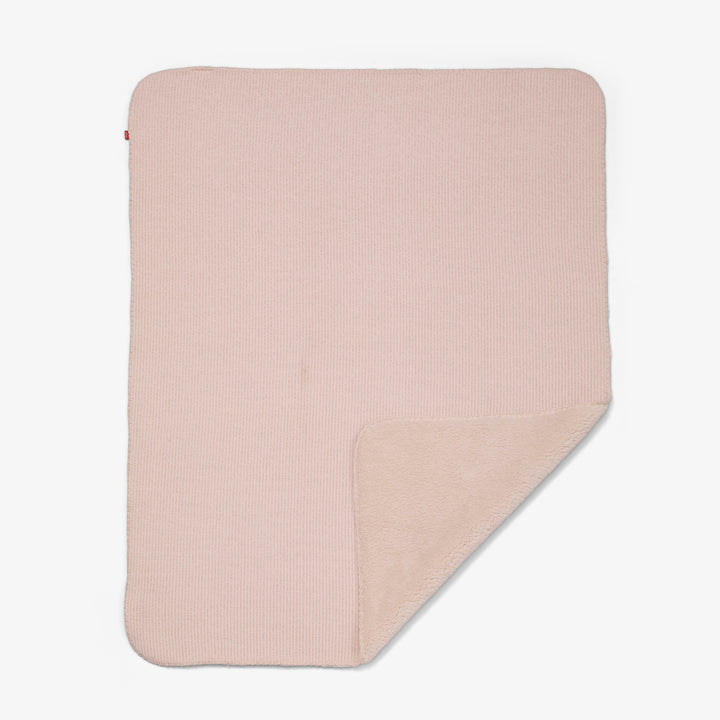 שמיכה סריג ופרווה דו-צדדית לעגלה ורוד