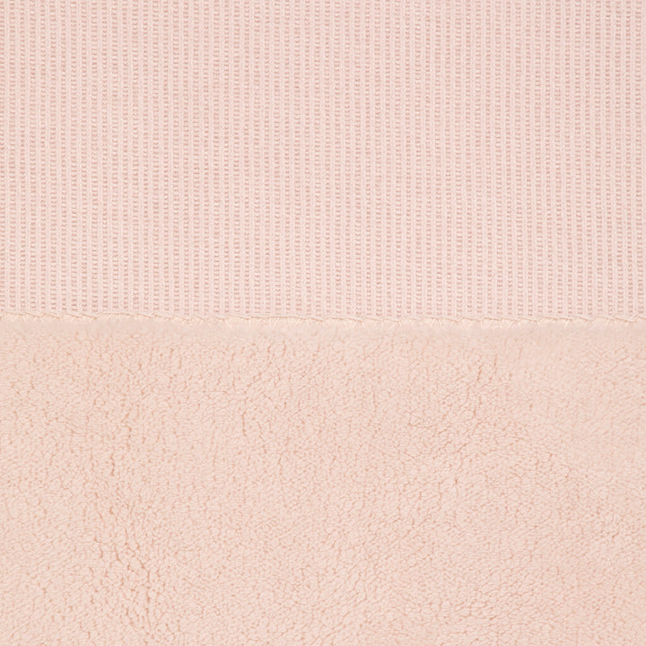 שמיכה סריג ופרווה דו-צדדית לעגלה ורוד