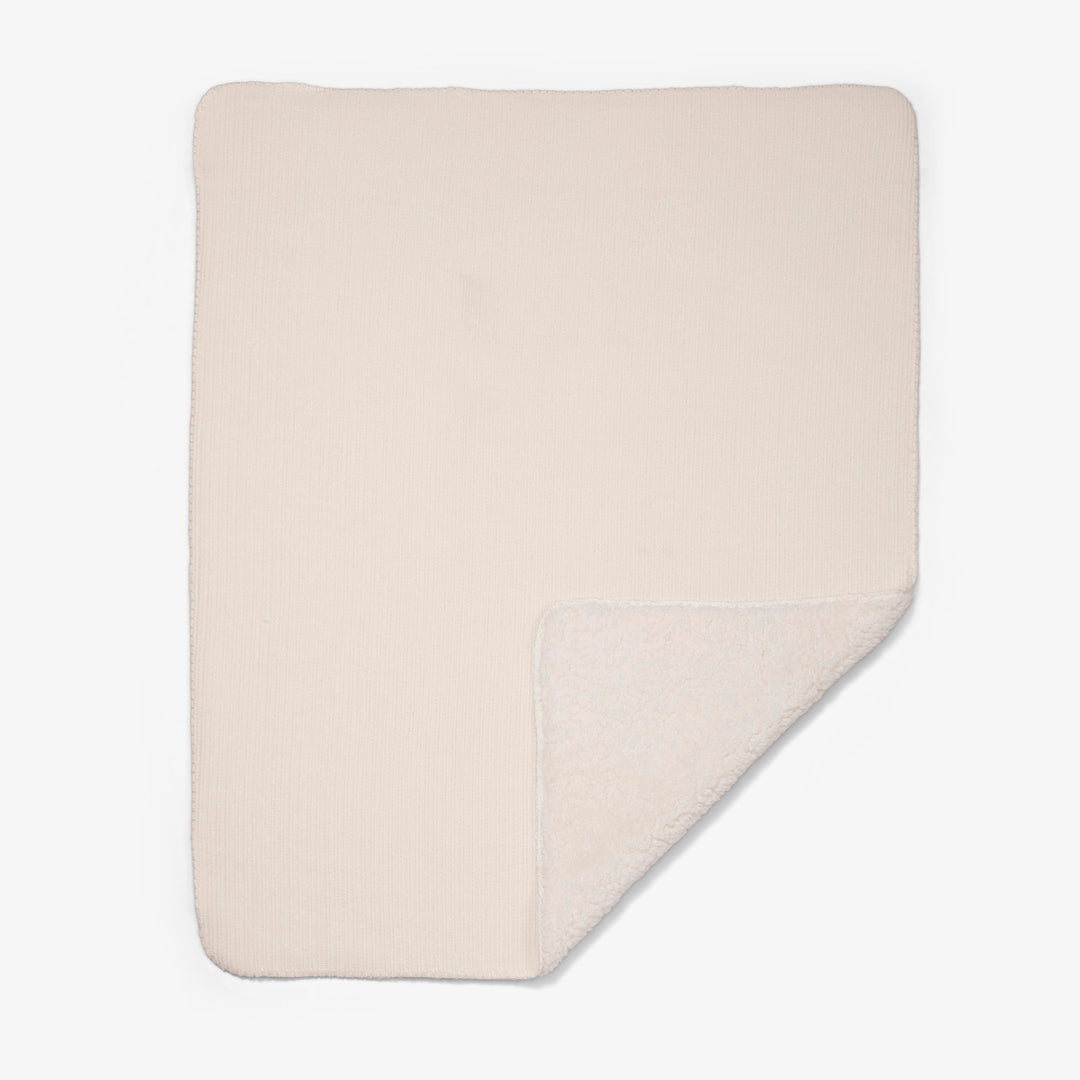 שמיכה סריג ופרווה דו-צדדית לעגלה שמנת