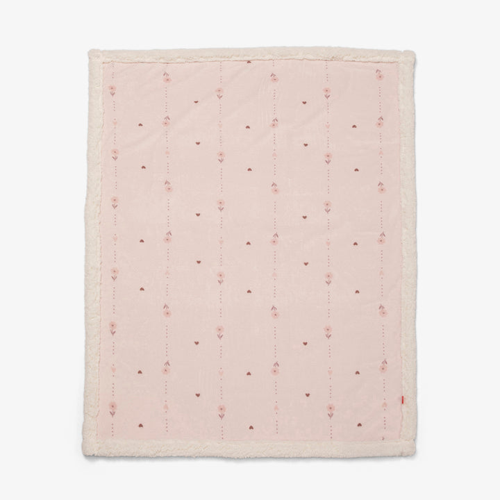 שמיכת פרווה דו-צדדית לעגלה פרחים ורוד